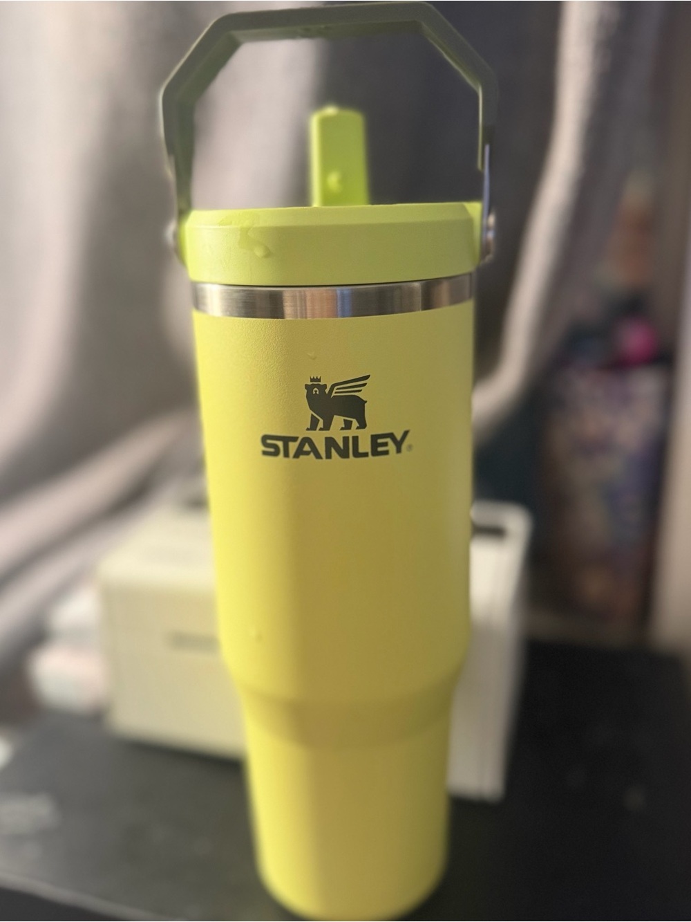 Stanley Bright Lime Travel Tumbler with Carry Handle